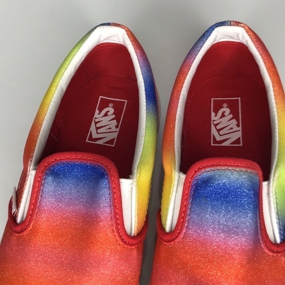 Vans Slip On Rainbow Glitter Sneakers Size 5.5 - Picture 6 of 10